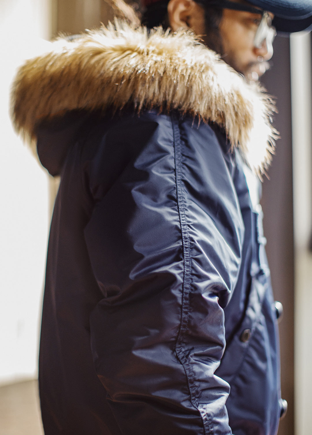 American Retro N2A Fur Collar Parka Blue Mountain Eagle Cotton Men's Jacket - Harmony Gallery