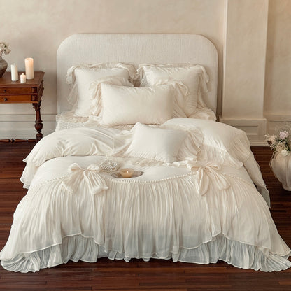 French Premium Double-Sided Warm Mattress Coral Fleece four-piece Bed Set - Harmony Gallery