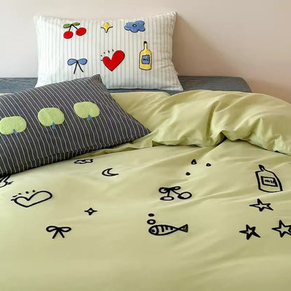 Small Fresh Green Apple Paradise Four-piece Pure Cotton Bed Set - Harmony Gallery