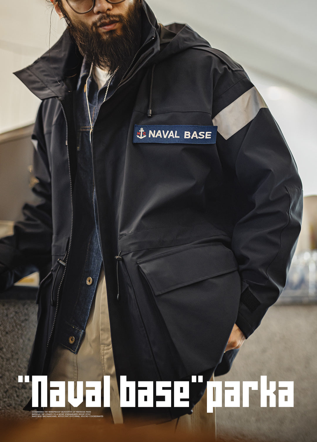American Retro Navy Parka Windbreaker Windproof Men's Jacket - Harmony Gallery