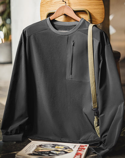 American Retro Functional Sports Chest Pocket Woven Drop Shoulder Men's Sweater - Harmony Gallery