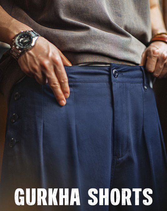 American Retro Casual Double Pleated Naples Loose Straight Men's Shorts - Harmony Gallery