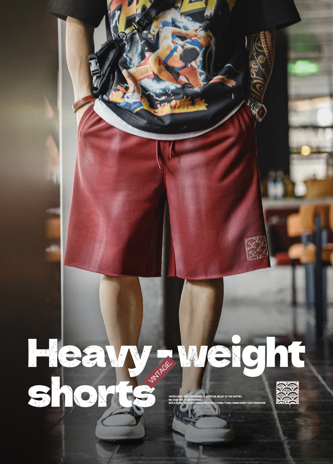 American Retro Tie-Dye Heavy Old Curling Straight Micro-Bounce Men's Shorts - Harmony Gallery