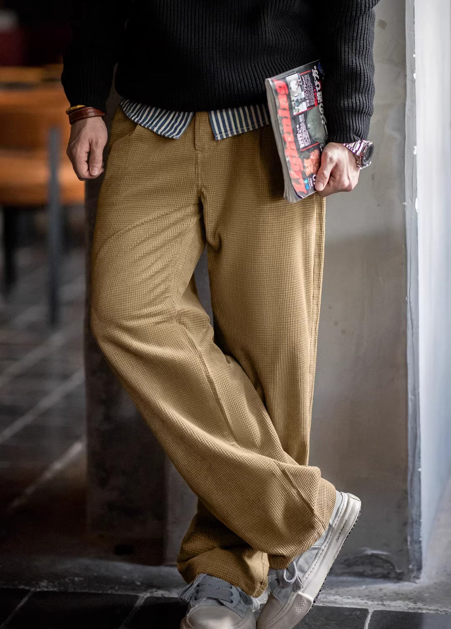 American Retro Corn Corduroy Texture Loose Cotton Straight Men's Trousers - Harmony Gallery
