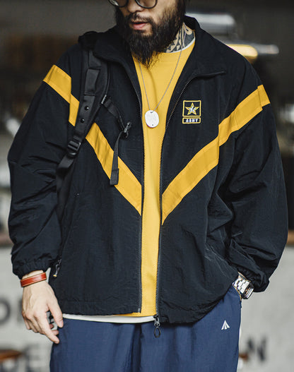 American Retro ARMY IPFU Contrast Color Sports Men's Jacket - Harmony Gallery