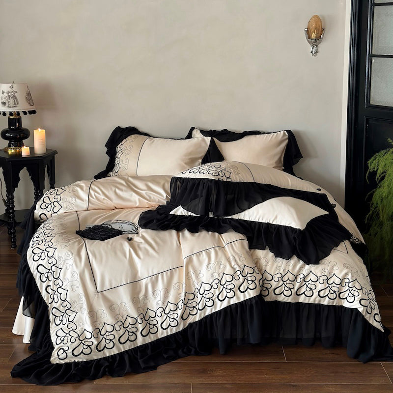French Love Lace Cotton Four-Piece Heat Storage And Warmth Bed Set - Harmony Gallery