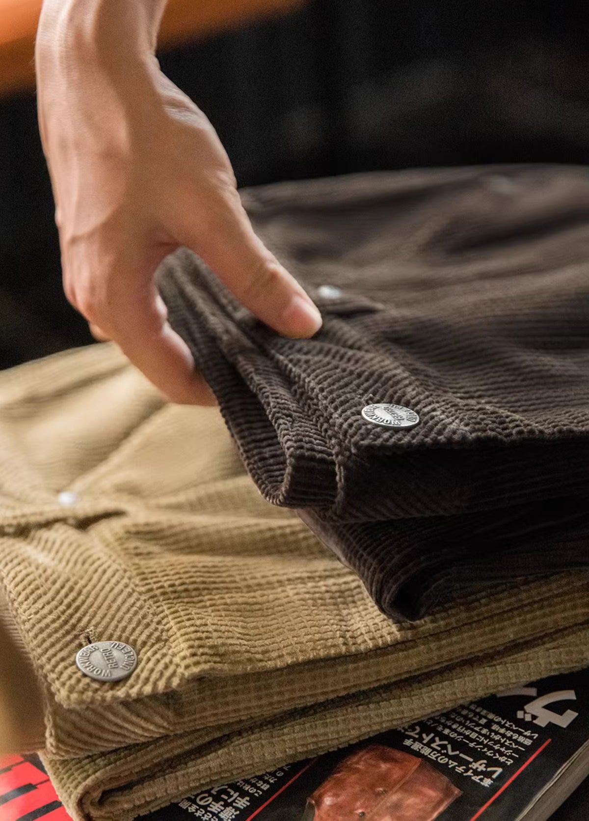 American Retro Corn Corduroy Texture Loose Cotton Straight Men's Trousers - Harmony Gallery