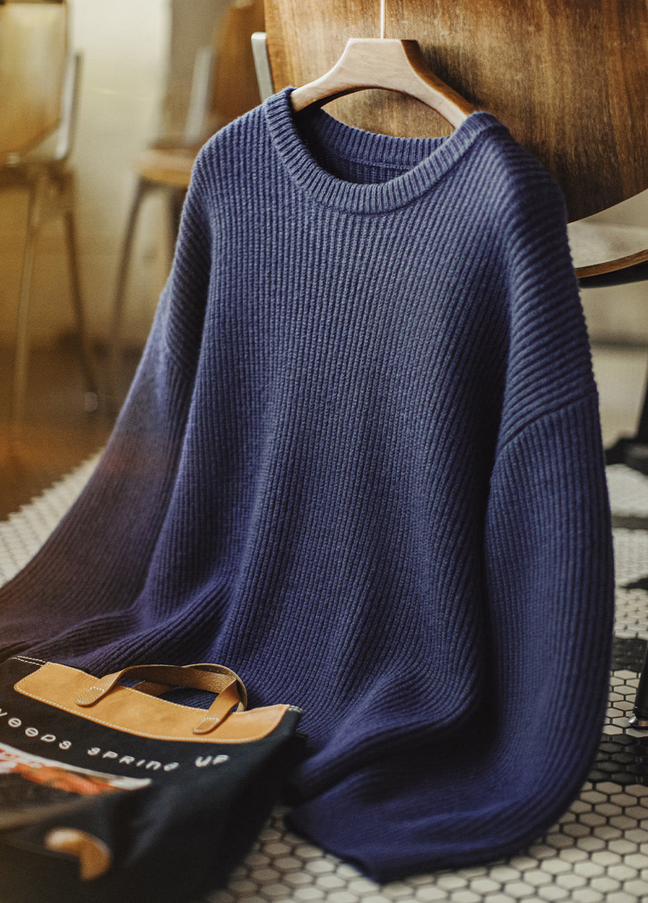 American Ribbed Pullover Striped Knit Cardigan Not Easily Deformed Men's Sweater - Harmony Gallery