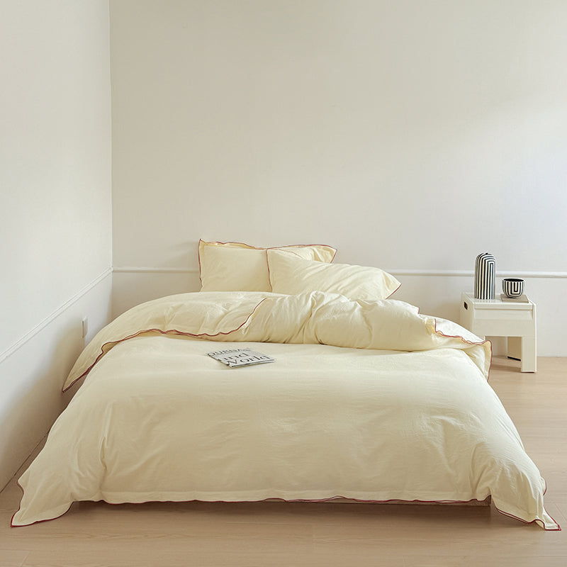 Nordic Solid Color Washed Four-Piece Pure Cotton Suitable For All Seasons Bed Set - Harmony Gallery