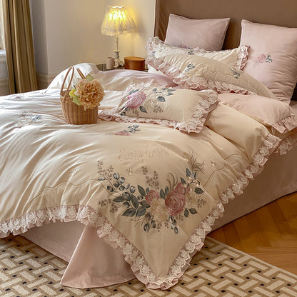 French Romantic Princess Cotton Four-Piece Pure Cotton Bed Set - Harmony Gallery