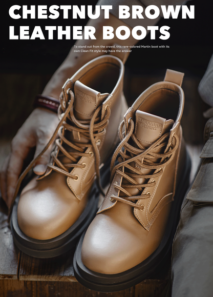 British Retro Chestnut Brown High-End Casual Top Martin Men's Boot - Harmony Gallery