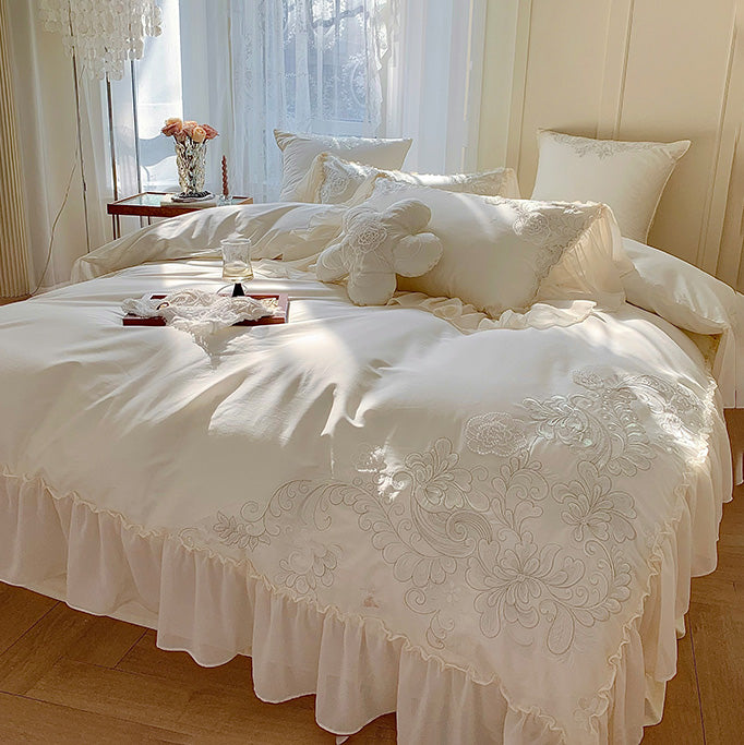 French Romantic Lace Princess Soft Cotton Four-Piece Bed Set - Harmony Gallery