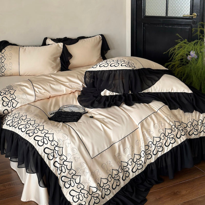 French Love Lace Cotton Four-Piece Heat Storage And Warmth Bed Set - Harmony Gallery