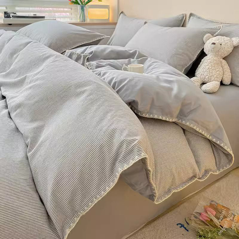 Light Luxury Pure Cotton Washed High-Grade four-piece Bed Set - Harmony Gallery