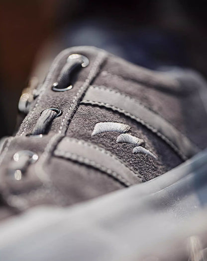 Architectural Building Gray Leather Versatile Men's Canvas Shoes - Harmony Gallery
