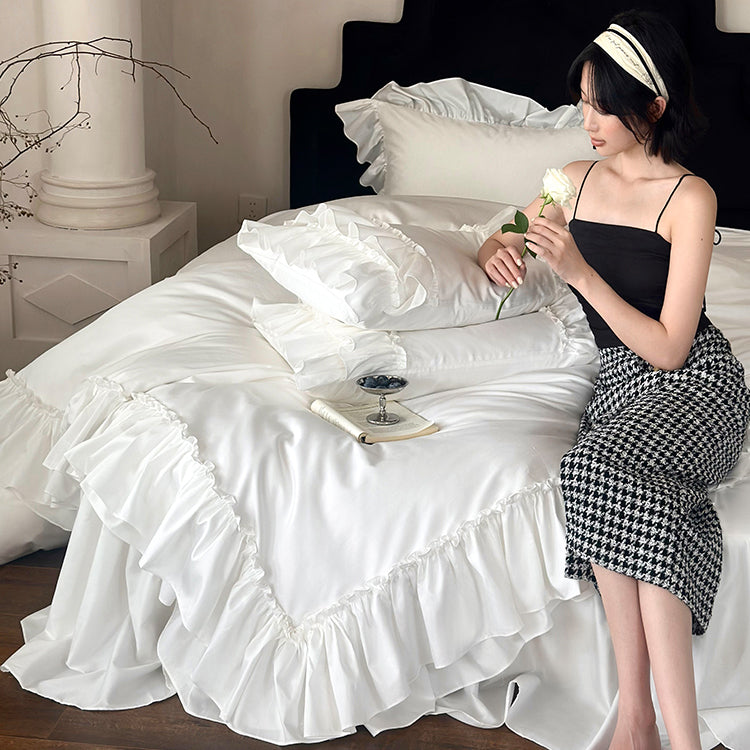 French Princess Skirt Romantic Long-Staple Four-Piece Pure Cotton Bed Set - Harmony Gallery