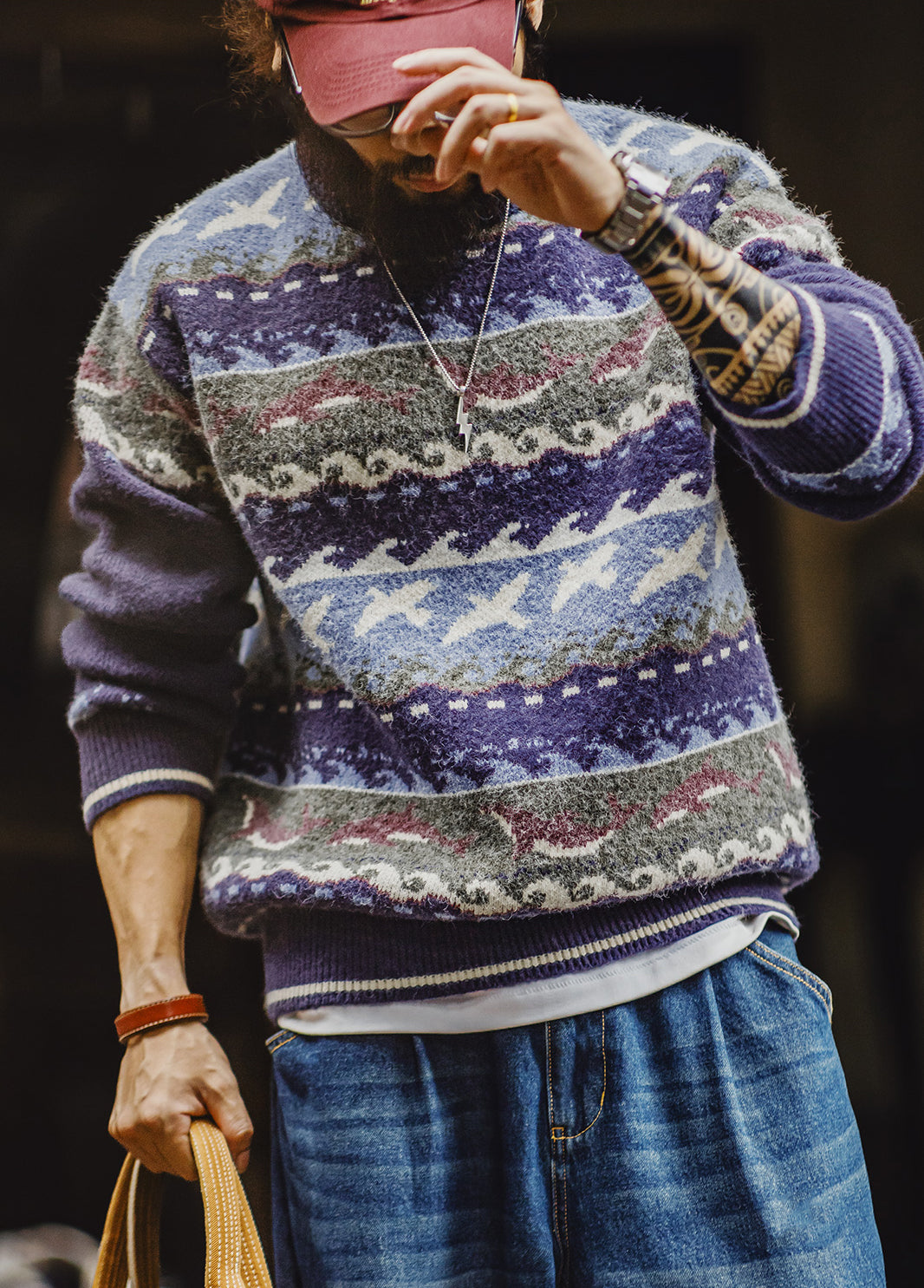 American Retro Fair Isle Pullover Thick Warm Outerwear Knitwear Men's Sweater - Harmony Gallery