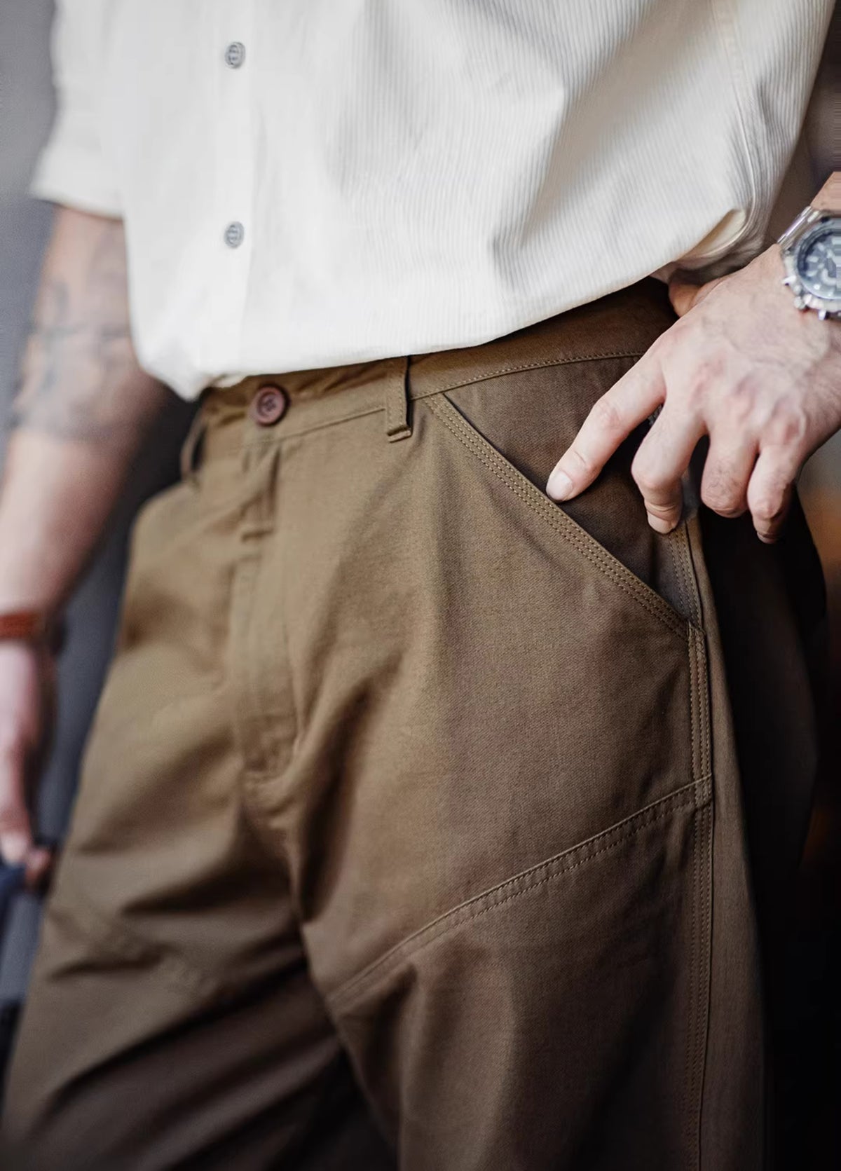 American Retro Clean Fit Logging Texture Sense Cotton Men's Trousers - Harmony Gallery