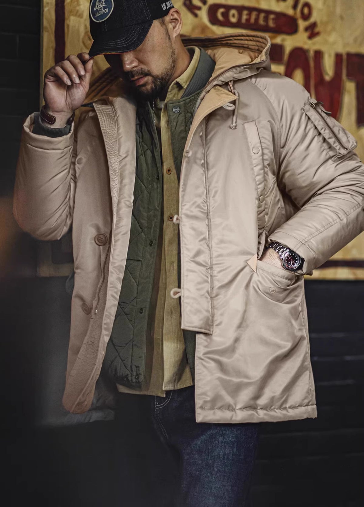 American N3B Pilot Cotton Military Thickened Mid-Length Keep Warm Men's Jacket - Harmony Gallery