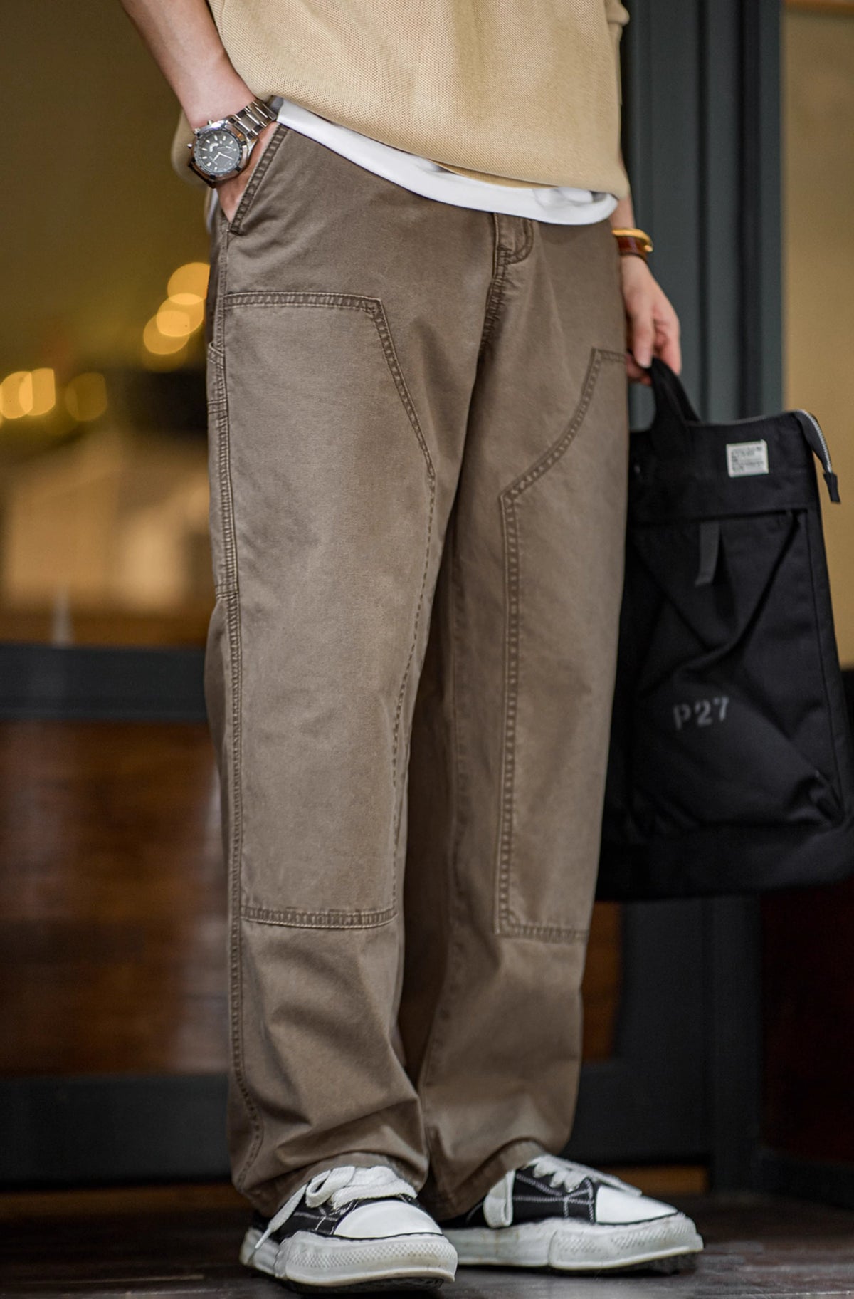 American Retro Double Knee Lumberjack Pure Cotton Canvas Men's Trousers - Harmony Gallery