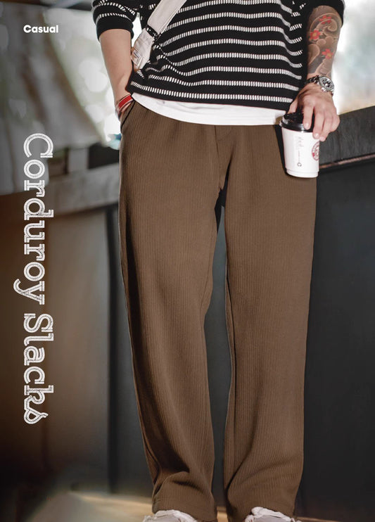American Retro Corduroy Loose Velvet Straight Men's Trousers - Harmony Gallery
