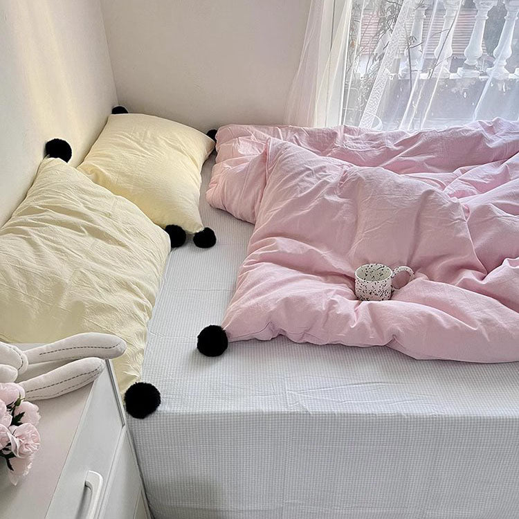 Girly Heart Student Pure Cotton Four-Piece Contrasting Color Bed Set - Harmony Gallery