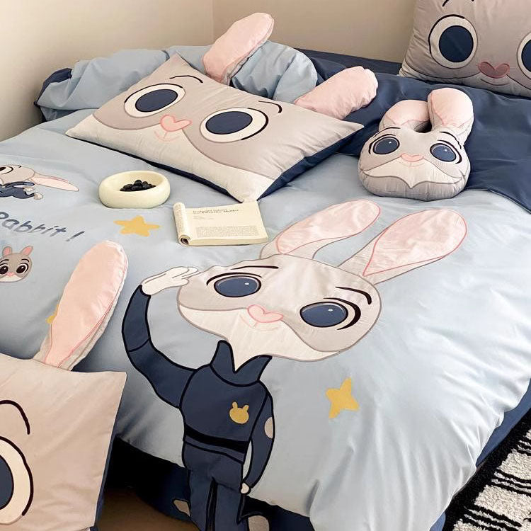 Good Night Disney Rabbit Police Cotton Washed Four-piece Bed Set - Harmony Gallery
