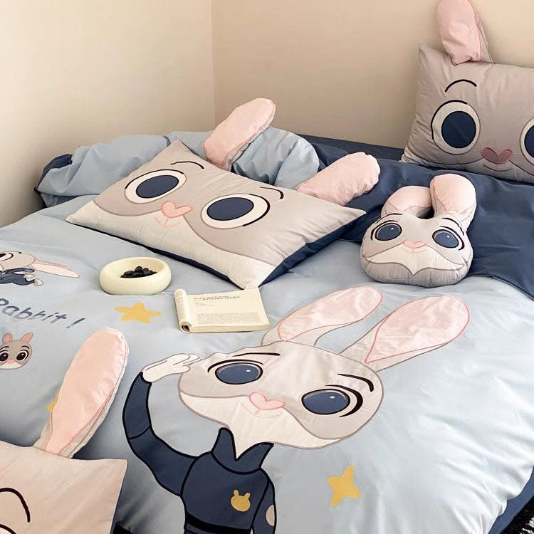 Good Night Disney Rabbit Police Cotton Washed Four-piece Bed Set - Harmony Gallery