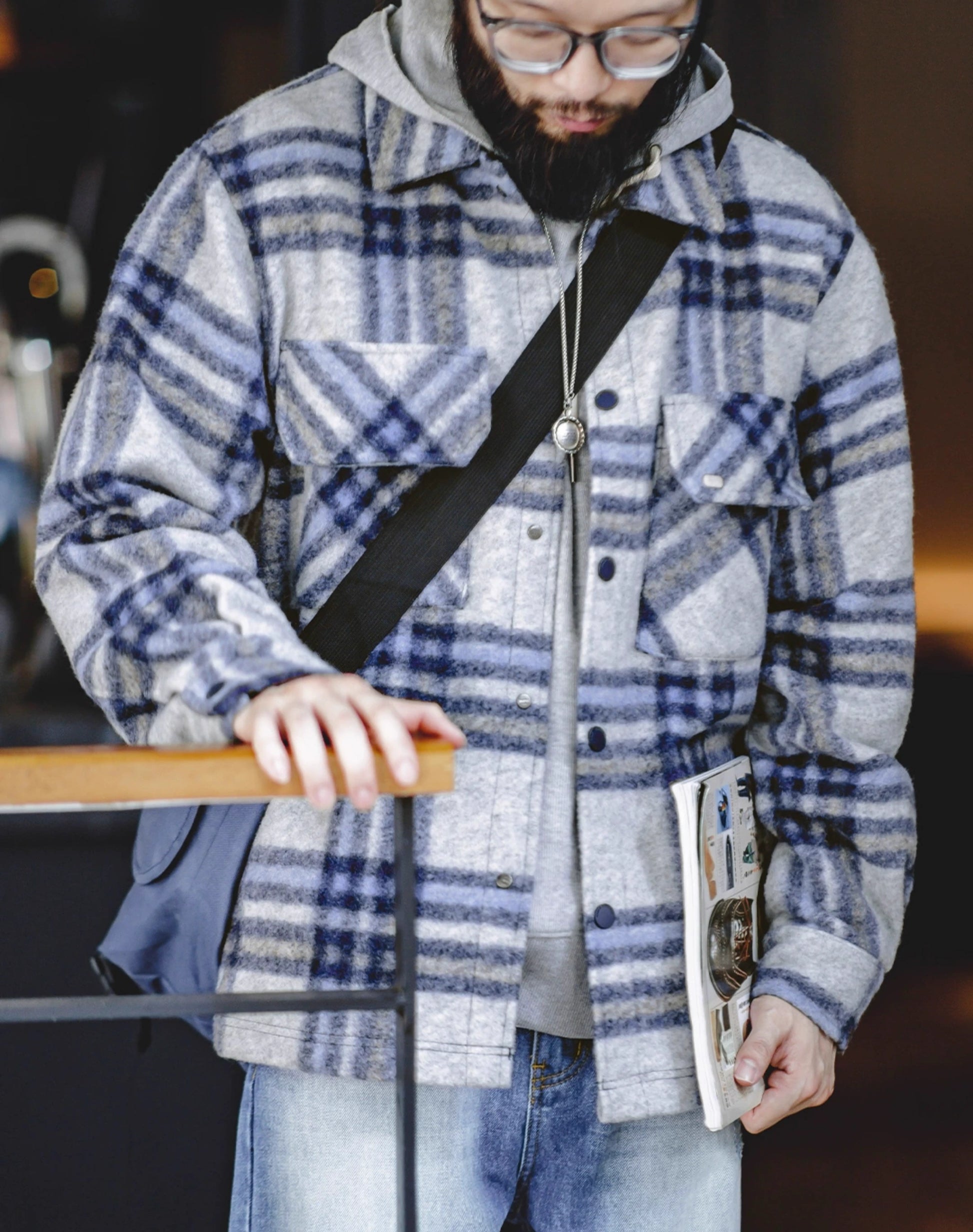 American Casual College Style Pattern Woolen Warm Men's Jacket - Harmony Gallery