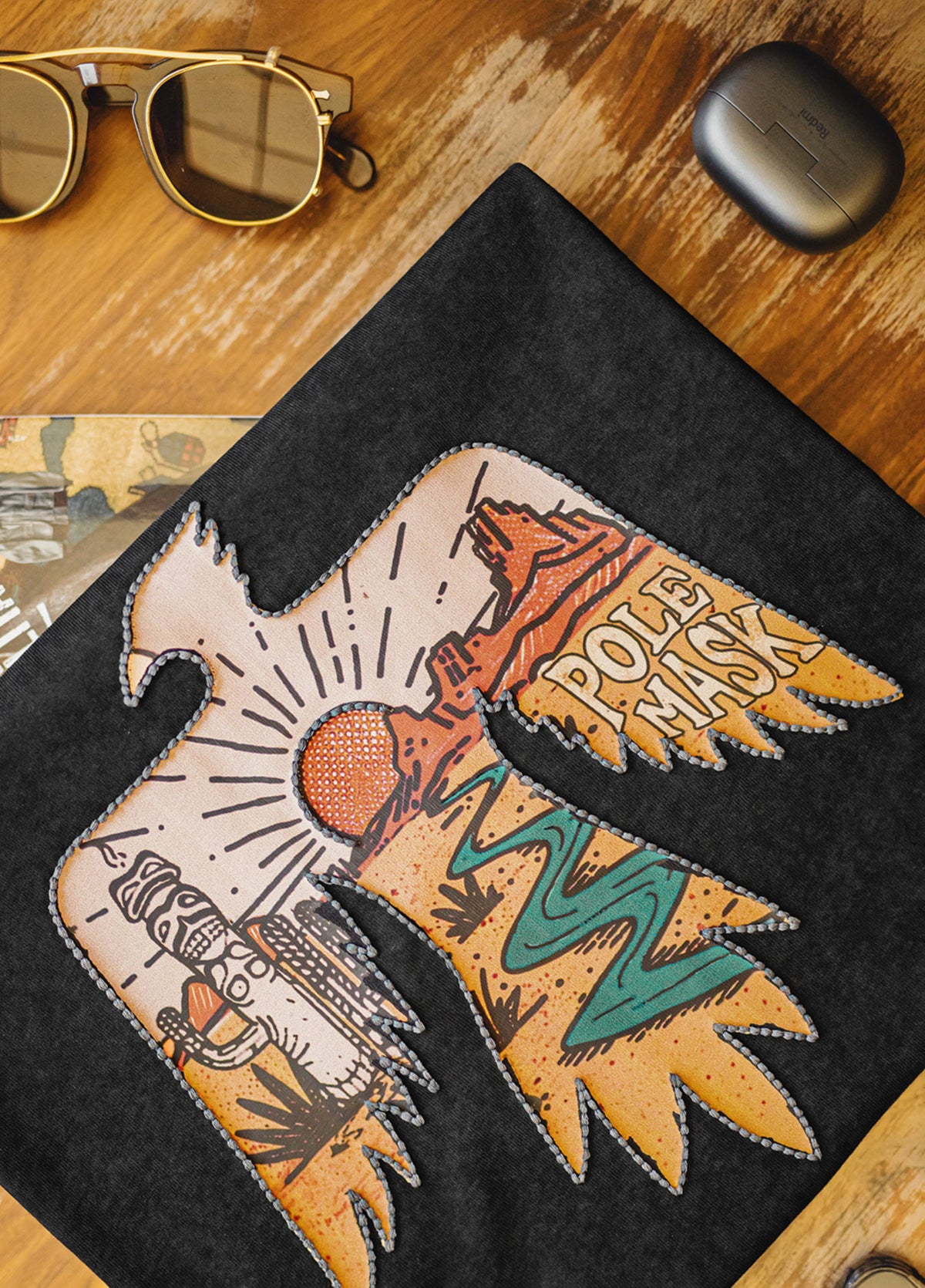 American Retro Thunderbird Cotton Heavy Ethnic Embroidery Print Men's T-Shirt - Harmony Gallery