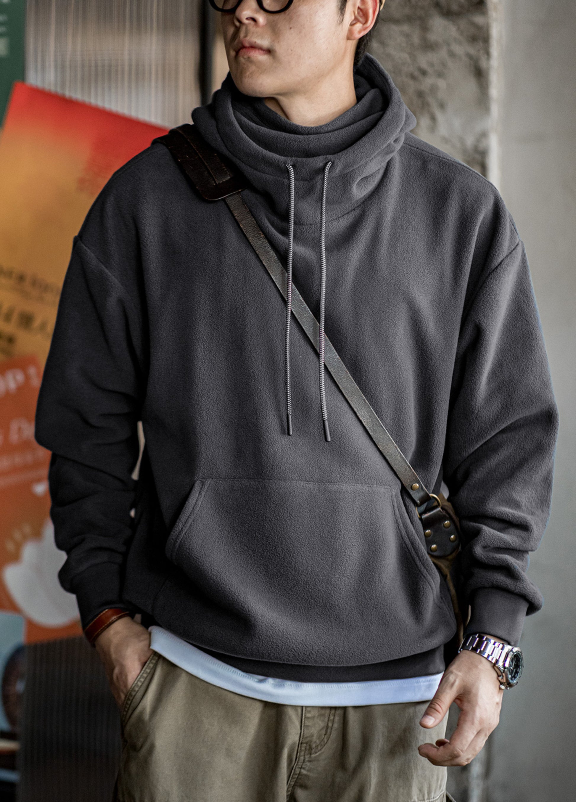 American Casual Polar Fleece Windproof Pullover Mask Men's Sweater - Harmony Gallery