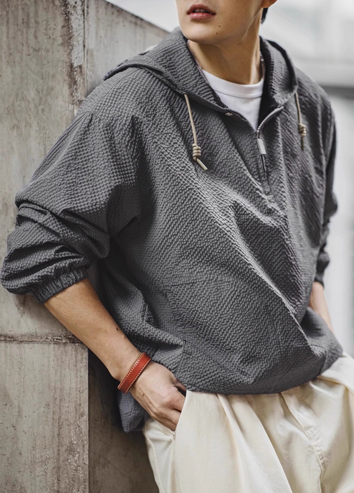 American Anorak Half-Breasted Textured Pullover Men's Sweater - Harmony Gallery