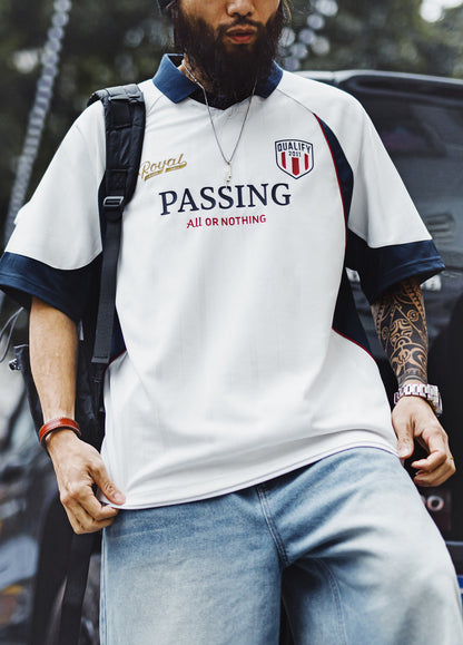 American Retro Polo Sports Soccer Printed Thin Team Uniform Men's T-Shirt