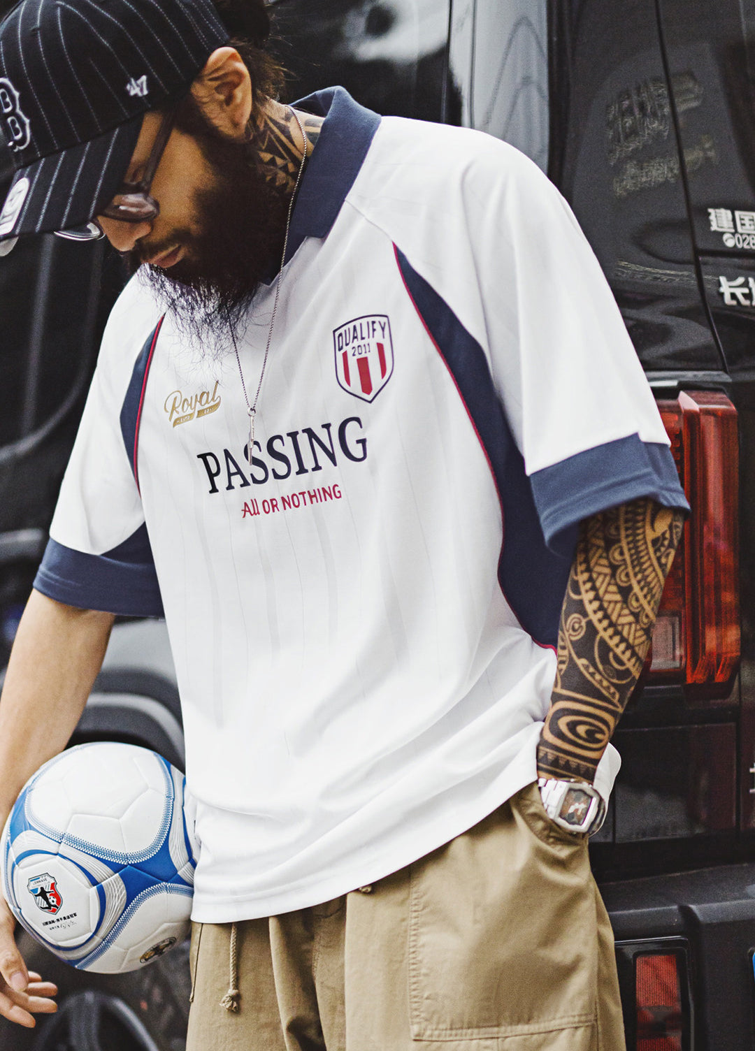 American Retro Polo Sports Soccer Printed Thin Team Uniform Men's T-Shirt