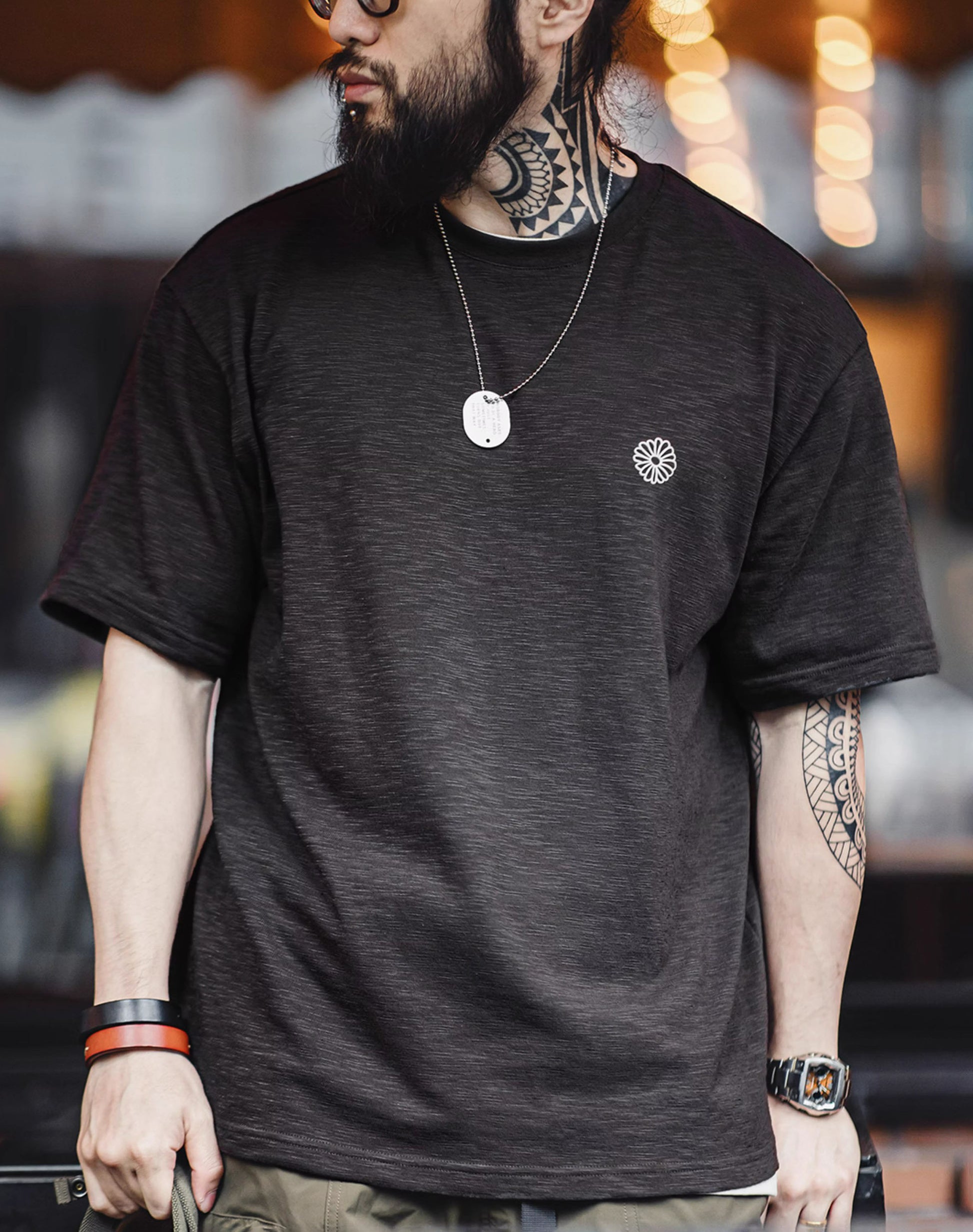 American Casual Tiger Embossed Printing Breathable Men's T-Shirt - Harmony Gallery