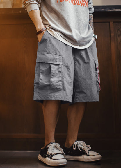 American Retro M65 Mountain Loose Straight Multi-Pocket Thin Men's Shorts - Harmony Gallery