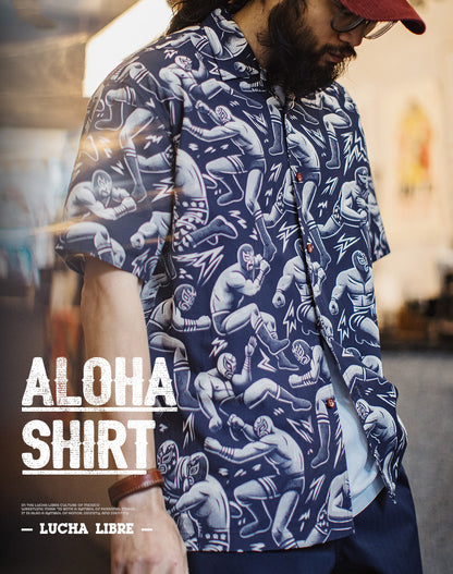 American Workwear Retro Full Print Cuban Collar Loose Hawaiian Men's Shirt - Harmony Gallery