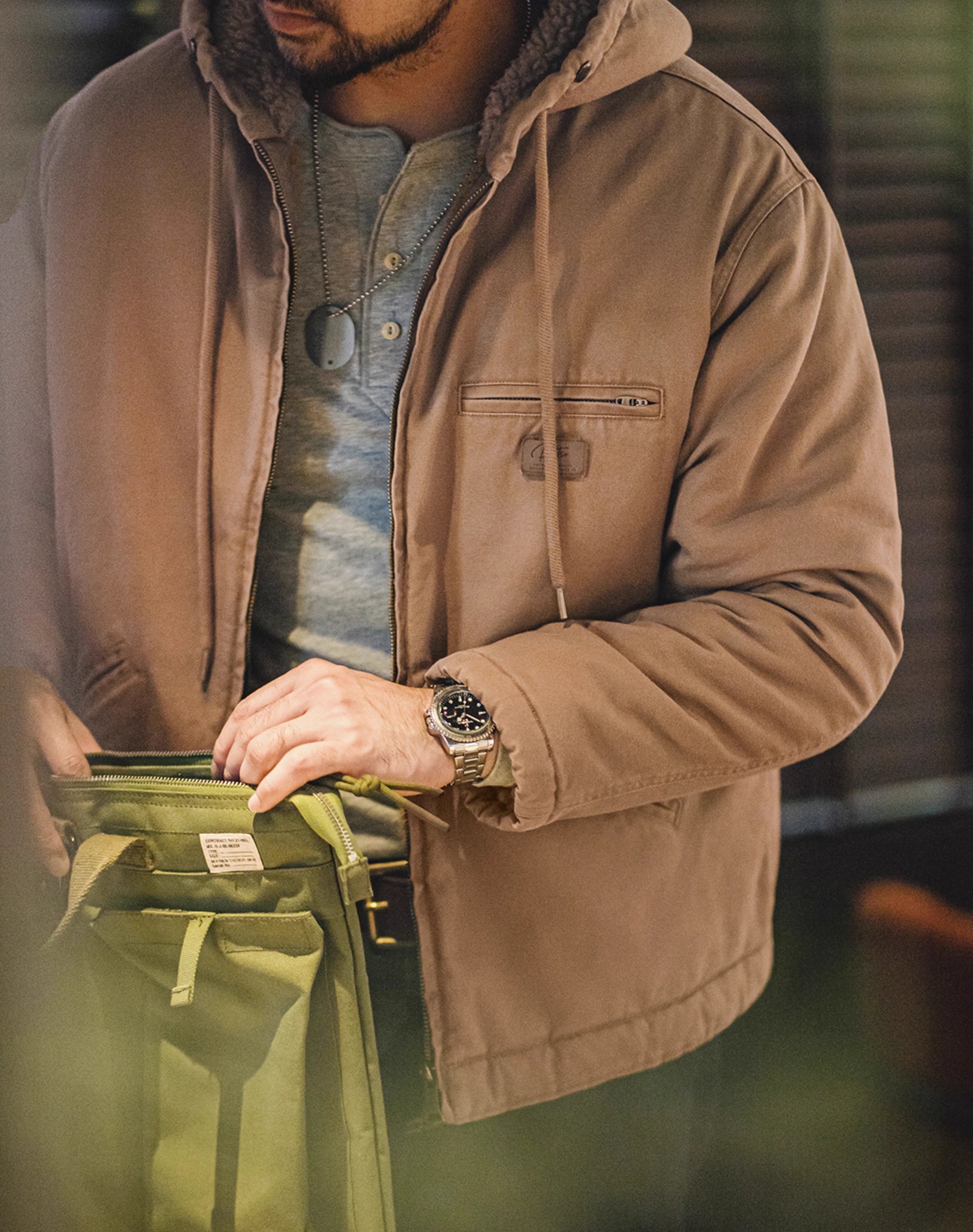 American Retro J141 Hooded Cotton Wool Velvet Warm Canvas Men's Jacket - Harmony Gallery