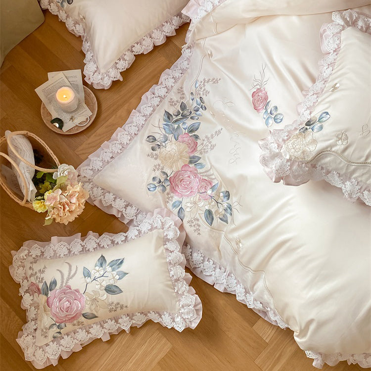 French Romantic Princess Cotton Four-Piece Pure Cotton Bed Set - Harmony Gallery
