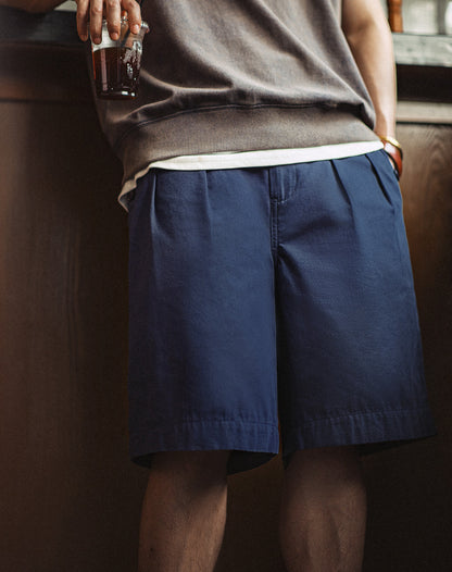 American Retro Casual Double Pleated Naples Loose Straight Men's Shorts - Harmony Gallery