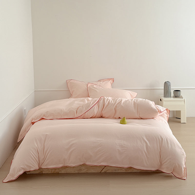 Nordic Solid Color Washed Four-Piece Pure Cotton Suitable For All Seasons Bed Set - Harmony Gallery