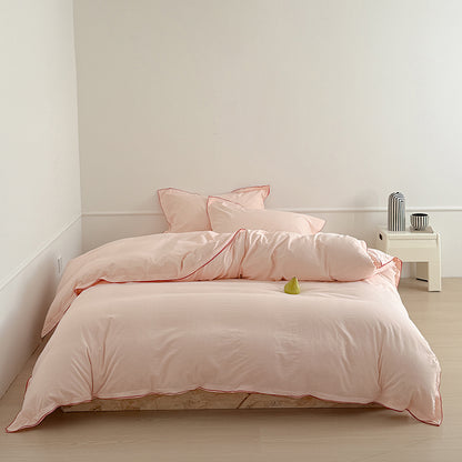 Nordic Solid Color Washed Four-Piece Pure Cotton Suitable For All Seasons Bed Set - Harmony Gallery