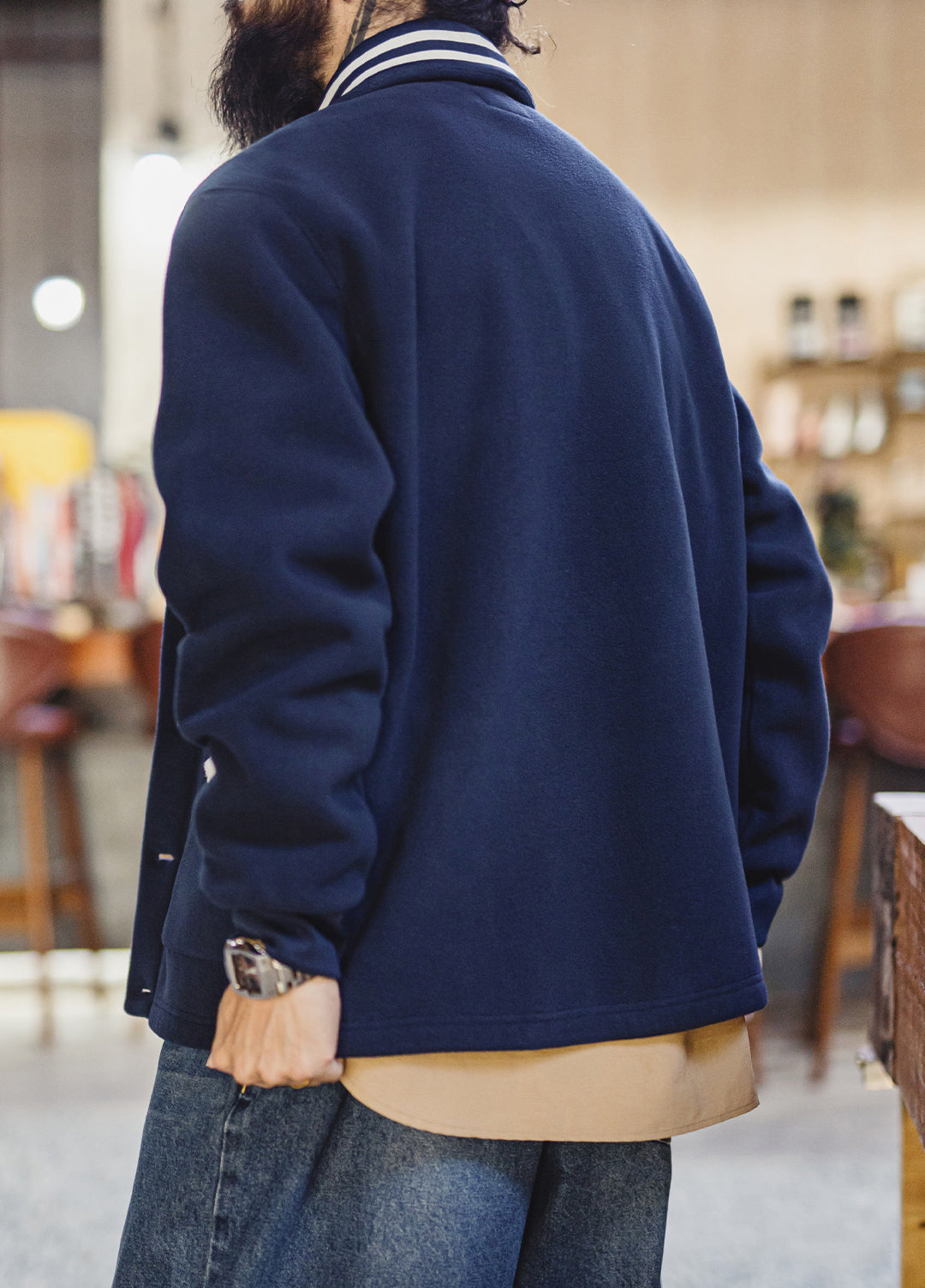 American Retro Shawl Collar Cardigan Fleece Warm Short Baseball Men's Jacket - Harmony Gallery