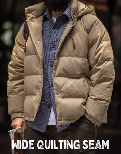 American Retro 90 White Duck Down Hooded Warm Men's Jacket - Harmony Gallery