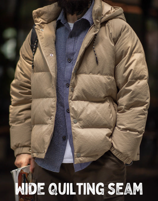 American Retro 90 White Duck Down Hooded Warm Men's Jacket - Harmony Gallery