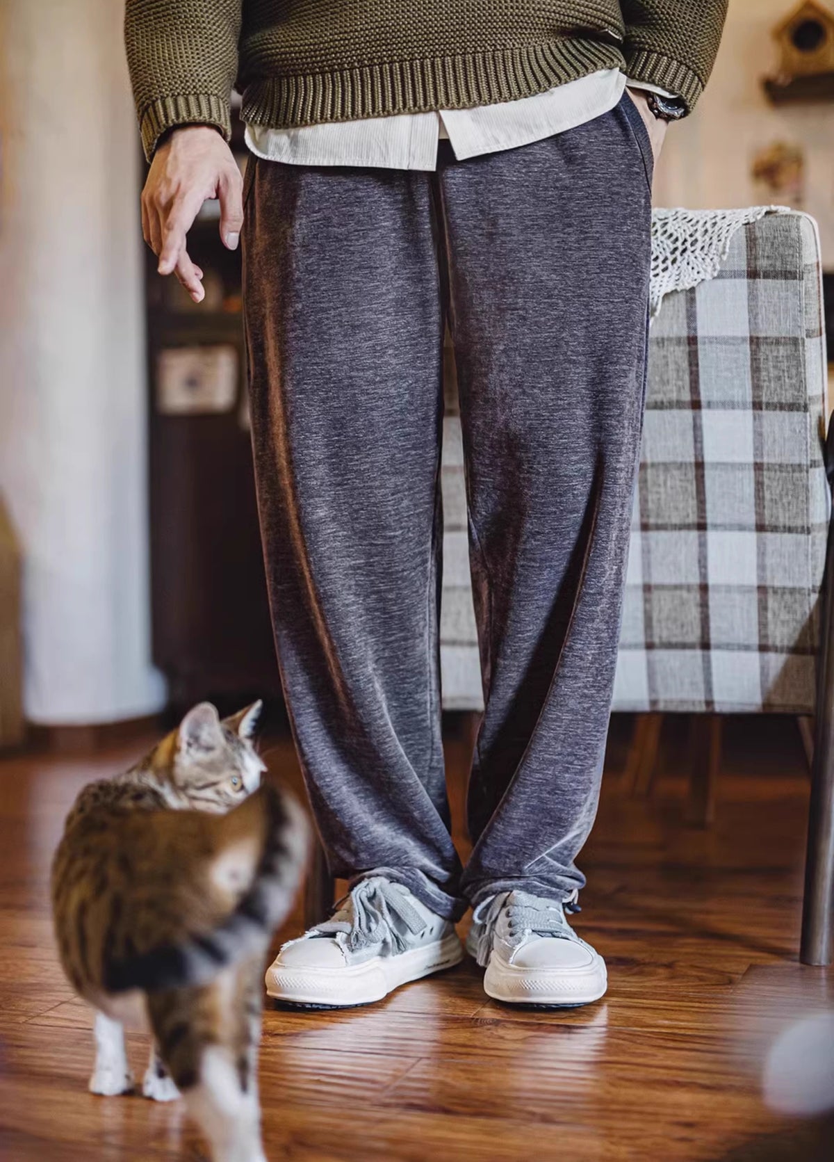 American Retro Double-Sided Snowflake Velvet Drape Sweatpants Warm Men's Trousers - Harmony Gallery