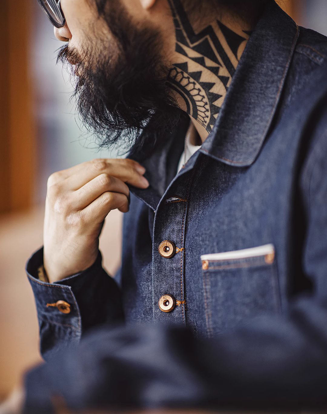 American Workwear Retro Denim Washed Pullover Men's Sweater - Harmony Gallery