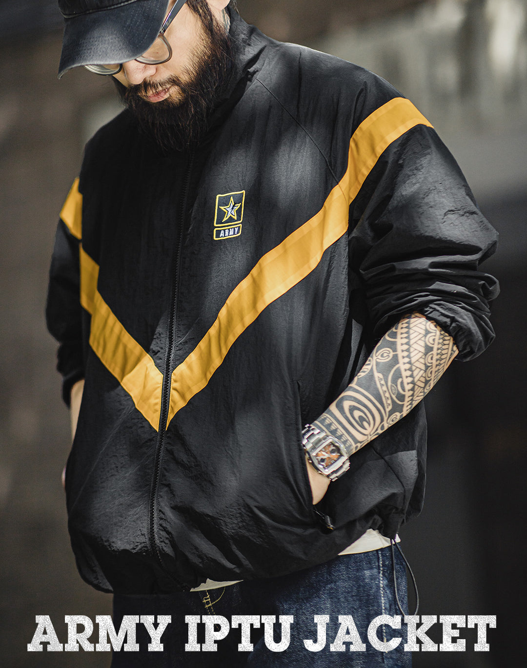 American Retro ARMY IPFU Contrast Color Sports Men's Jacket - Harmony Gallery
