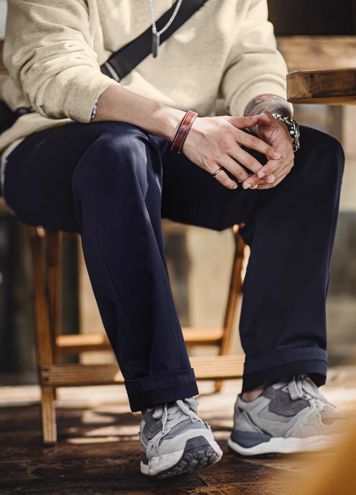 American Herringbone Easy Pants Clean Fit Straight Tapered Men's Trousers - Harmony Gallery