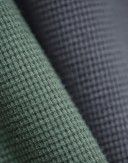 American Waffle Knitted Pocket Round Neck Loose Long-Sleeved Men's Sweater - Harmony Gallery